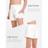 Haloumoning Girls Athletic Shorts Kids Qucik Dry High Waisted 2 in 1 Running Biker Shorts with Pockets 5-14 Years(White)