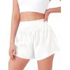 Haloumoning Girls Athletic Shorts Kids Qucik Dry High Waisted 2 in 1 Running Biker Shorts with Pockets 5-14 Years(White)