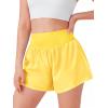 Haloumoning Girls Athletic Shorts Kids Qucik Dry High Waisted 2 in 1 Running Biker Shorts with Pockets 5-14 Years(Yellow)