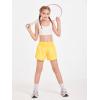 Haloumoning Girls Athletic Shorts Kids Qucik Dry High Waisted 2 in 1 Running Biker Shorts with Pockets 5-14 Years(Yellow)