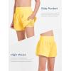 Haloumoning Girls Athletic Shorts Kids Qucik Dry High Waisted 2 in 1 Running Biker Shorts with Pockets 5-14 Years(Yellow)