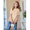 Haloumoning Girls Short Sleeve Shirts Kids Cute Pleated Hem T-Shirts Summer Fashion Tops Tees 5-14 Years(Beige)