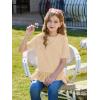 Haloumoning Girls Short Sleeve Shirts Kids Cute Pleated Hem T-Shirts Summer Fashion Tops Tees 5-14 Years(Beige)