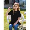 Haloumoning Girls Short Sleeve Shirts Kids Cute Pleated Hem T-Shirts Summer Fashion Tops Tees 5-14 Years(Black)