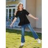 Haloumoning Girls Short Sleeve Shirts Kids Cute Pleated Hem T-Shirts Summer Fashion Tops Tees 5-14 Years(Black)