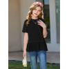 Haloumoning Girls Short Sleeve Shirts Kids Cute Pleated Hem T-Shirts Summer Fashion Tops Tees 5-14 Years(Black)