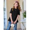 Haloumoning Girls Short Sleeve Shirts Kids Cute Pleated Hem T-Shirts Summer Fashion Tops Tees 5-14 Years(Black)