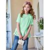 Haloumoning Girls Short Sleeve Shirts Kids Cute Pleated Hem T-Shirts Summer Fashion Tops Tees 5-14 Years(Green)