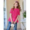 Haloumoning Girls Short Sleeve Shirts Kids Cute Pleated Hem T-Shirts Summer Fashion Tops Tees 5-14 Years(Hot Pink)