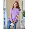 Haloumoning Girls Short Sleeve Shirts Kids Cute Pleated Hem T-Shirts Summer Fashion Tops Tees 5-14 Years(Light Purple)