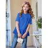 Haloumoning Girls Short Sleeve Shirts Kids Cute Pleated Hem T-Shirts Summer Fashion Tops Tees 5-14 Years(Royal Blue)
