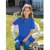 Haloumoning Girls Short Sleeve Shirts Kids Cute Pleated Hem T-Shirts Summer Fashion Tops Tees 5-14 Years(Royal Blue)