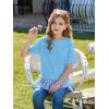 Haloumoning Girls Short Sleeve Shirts Kids Cute Pleated Hem T-Shirts Summer Fashion Tops Tees 5-14 Years(Sky Blue)