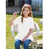 Haloumoning Girls Short Sleeve Shirts Kids Cute Pleated Hem T-Shirts Summer Fashion Tops Tees 5-14 Years(White)