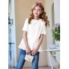 Haloumoning Girls Short Sleeve Shirts Kids Cute Pleated Hem T-Shirts Summer Fashion Tops Tees 5-14 Years(White)