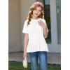 Haloumoning Girls Short Sleeve Shirts Kids Cute Pleated Hem T-Shirts Summer Fashion Tops Tees 5-14 Years(White)
