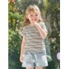 Haloumoning Toddler Baby Girls Striped Short Sleeve T-Shirts Kids Ribbed Knit Ruffle Trim Tops Tees Blouse 9M-8Y(Apricot)