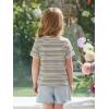 Haloumoning Toddler Baby Girls Striped Short Sleeve T-Shirts Kids Ribbed Knit Ruffle Trim Tops Tees Blouse 9M-8Y(Apricot)