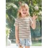 Haloumoning Toddler Baby Girls Striped Short Sleeve T-Shirts Kids Ribbed Knit Ruffle Trim Tops Tees Blouse 9M-8Y(Beige)
