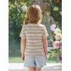 Haloumoning Toddler Baby Girls Striped Short Sleeve T-Shirts Kids Ribbed Knit Ruffle Trim Tops Tees Blouse 9M-8Y(Beige)