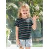 Haloumoning Toddler Baby Girls Striped Short Sleeve T-Shirts Kids Ribbed Knit Ruffle Trim Tops Tees Blouse 9M-8Y(Black)