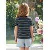 Haloumoning Toddler Baby Girls Striped Short Sleeve T-Shirts Kids Ribbed Knit Ruffle Trim Tops Tees Blouse 9M-8Y(Black)