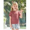Haloumoning Toddler Baby Girls Striped Short Sleeve T-Shirts Kids Ribbed Knit Ruffle Trim Tops Tees Blouse 9M-8Y(Brick Red)