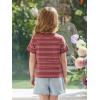 Haloumoning Toddler Baby Girls Striped Short Sleeve T-Shirts Kids Ribbed Knit Ruffle Trim Tops Tees Blouse 9M-8Y(Brick Red)