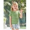 Haloumoning Toddler Baby Girls Striped Short Sleeve T-Shirts Kids Ribbed Knit Ruffle Trim Tops Tees Blouse 9M-8Y(Light Green)