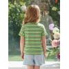 Haloumoning Toddler Baby Girls Striped Short Sleeve T-Shirts Kids Ribbed Knit Ruffle Trim Tops Tees Blouse 9M-8Y(Light Green)
