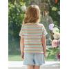 Haloumoning Toddler Baby Girls Striped Short Sleeve T-Shirts Kids Ribbed Knit Ruffle Trim Tops Tees Blouse 9M-8Y(Multicolor)