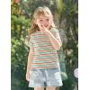 Haloumoning Toddler Baby Girls Striped Short Sleeve T-Shirts Kids Ribbed Knit Ruffle Trim Tops Tees Blouse 9M-8Y(Multicolor)