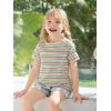 Haloumoning Toddler Baby Girls Striped Short Sleeve T-Shirts Kids Ribbed Knit Ruffle Trim Tops Tees Blouse 9M-8Y(Multicolor)