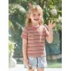 Haloumoning Toddler Baby Girls Striped Short Sleeve T-Shirts Kids Ribbed Knit Ruffle Trim Tops Tees Blouse 9M-8Y(Pink)