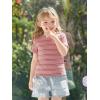Haloumoning Toddler Baby Girls Striped Short Sleeve T-Shirts Kids Ribbed Knit Ruffle Trim Tops Tees Blouse 9M-8Y(Watermelon Red)