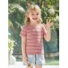 Haloumoning Toddler Baby Girls Striped Short Sleeve T-Shirts Kids Ribbed Knit Ruffle Trim Tops Tees Blouse 9M-8Y(Watermelon Red)