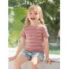 Haloumoning Toddler Baby Girls Striped Short Sleeve T-Shirts Kids Ribbed Knit Ruffle Trim Tops Tees Blouse 9M-8Y(Watermelon Red)