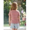 Haloumoning Toddler Baby Girls Striped Short Sleeve T-Shirts Kids Ribbed Knit Ruffle Trim Tops Tees Blouse 9M-8Y(Watermelon Red)