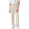 Haloumoning Boys Dress Pants Kids High Waisted Wide Leg Uniform Pants Casual Trousers with Pockets 5-14 Years(Beige)