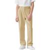 Haloumoning Boys Dress Pants Kids High Waisted Wide Leg Uniform Pants Casual Trousers with Pockets 5-14 Years(Khaki)