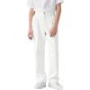 Haloumoning Boys Dress Pants Kids High Waisted Wide Leg Uniform Pants Casual Trousers with Pockets 5-14 Years(White)