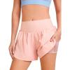 Haloumoning Girls Athletic Shorts Kids Qucik Dry High Waisted 2 in 1 Running Biker Shorts with Pockets 5-14 Years(Pink)