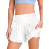 Haloumoning Girls Athletic Shorts Kids Qucik Dry High Waisted 2 in 1 Running Biker Shorts with Pockets 5-14 Years(White)