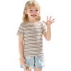 Haloumoning Toddler Baby Girls Striped Short Sleeve T-Shirts Kids Ribbed Knit Ruffle Trim Tops Tees Blouse 9M-8Y(Beige)