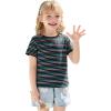 Haloumoning Toddler Baby Girls Striped Short Sleeve T-Shirts Kids Ribbed Knit Ruffle Trim Tops Tees Blouse 9M-8Y(Black)