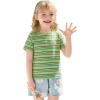 Haloumoning Toddler Baby Girls Striped Short Sleeve T-Shirts Kids Ribbed Knit Ruffle Trim Tops Tees Blouse 9M-8Y(Light Green)