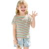 Haloumoning Toddler Baby Girls Striped Short Sleeve T-Shirts Kids Ribbed Knit Ruffle Trim Tops Tees Blouse 9M-8Y(Multicolor)