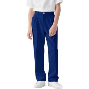 Haloumoning Boys Dress Pants Kids High Waisted Wide Leg Uniform Pants Casual Trousers with Pockets 5-14 Years(Royal Blue)