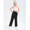 Girls Kids Cargo Sweatpants Wide Straight Leg Jogger Pants 5-14 Years(Black)