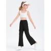 Girls Kids Cargo Sweatpants Wide Straight Leg Jogger Pants 5-14 Years(Black)